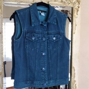 Marc Jacobs denim vest. Dyed teal color. Size 4